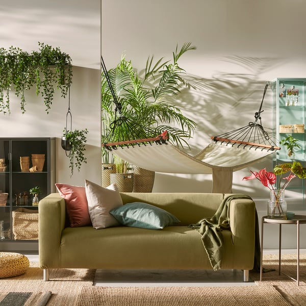 KLIPPAN Sofa 2 tempat duduk, Vissle kuning-hijau
