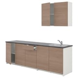 KNOXHULT Dapur, kesan kayu kelabu, 204x61x220 cm