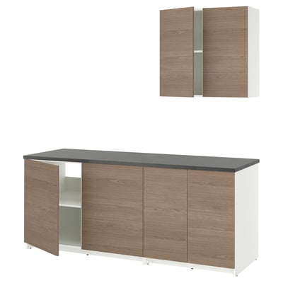 KNOXHULT Dapur, kesan kayu kelabu, 204x61x220 cm