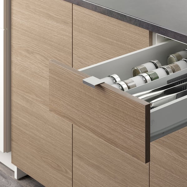 KNOXHULT Dapur sudut, kesan kayu kelabu, 182x183x220 cm