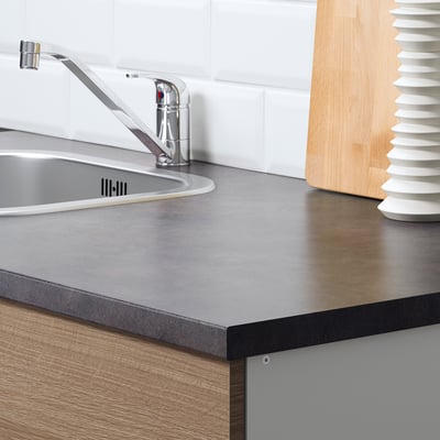 KNOXHULT Dapur sudut, kesan kayu kelabu, 182x143x220 cm