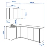 KNOXHULT Dapur sudut, putih, 204x143x220 cm