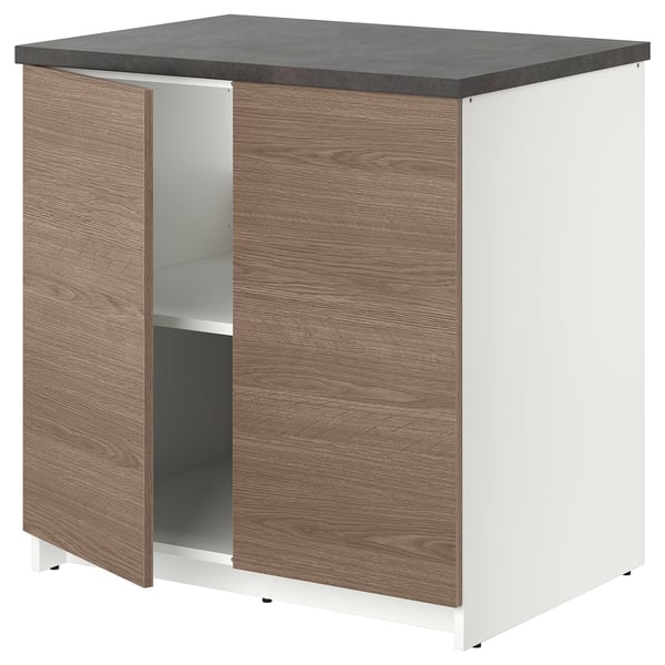 KNOXHULT Kabinet dasar berpintu, kesan kayu/kelabu, 80x85 cm