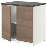 KNOXHULT Kabinet dasar berpintu, kesan kayu/kelabu, 80x85 cm