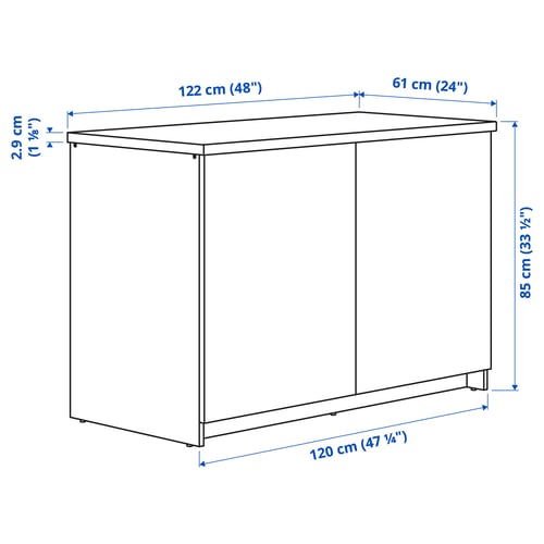 KNOXHULT Kabinet dasar berpintu, kesan kayu/kelabu, 120x85 cm
