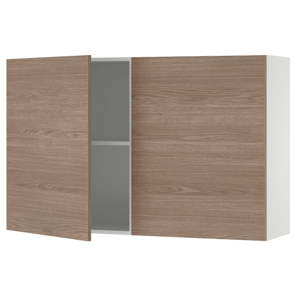 KNOXHULT Kabinet dinding berpintu, kesan kayu/kelabu, 120x75 cm