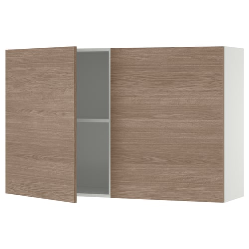 KNOXHULT Kabinet dinding berpintu, kesan kayu/kelabu, 120x75 cm
