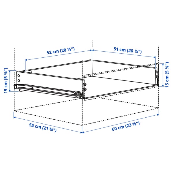 KONSTRUERA Laci tanpa bahagian depan, putih, 15x60 cm