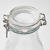 KORKEN Balang berpenutup berbentuk botol, kaca jernih, 1 l