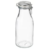 KORKEN Balang berpenutup berbentuk botol, kaca jernih, 1 l