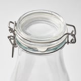 KORKEN Balang berpenutup berbentuk botol, kaca jernih, 1.4 l