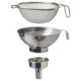 KORKEN Set 3 unit penapis/corong, keluli tahan karat