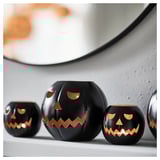 KUSTFYR Pemegang lilin, labu hitam, 13 cm
