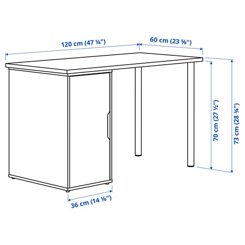 LAGKAPTEN / ALEX Meja, hitam coklat/hitam, 120x60 cm