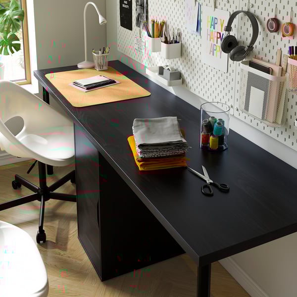 LAGKAPTEN / ALEX Meja, hitam coklat/hitam, 200x60 cm