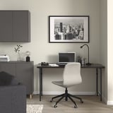 LAGKAPTEN / SPÄND Meja, hitam coklat/hitam, 140x60 cm