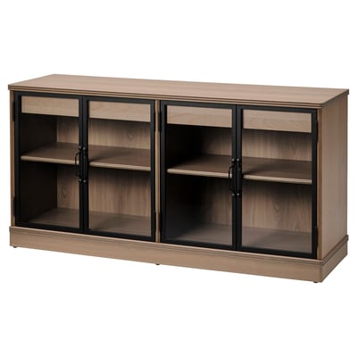 LANESUND Kabinet sisi, kelabu-coklat, 161x47x81 cm