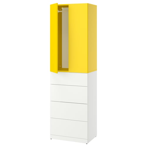 LASTARE Kombinasi almari pakaian, putih/kuning, 60x42x201 cm