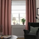LENDA Langsir berpengikat, 1 pasang, coklat merah/dengan pita tendas, 140x250 cm
