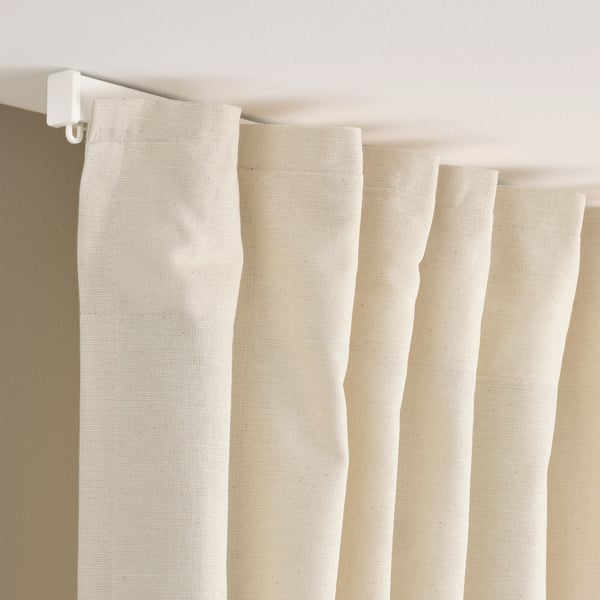 LENDA Langsir berpengikat, 1 pasang, putih pudar/dengan pita tendas, 140x250 cm