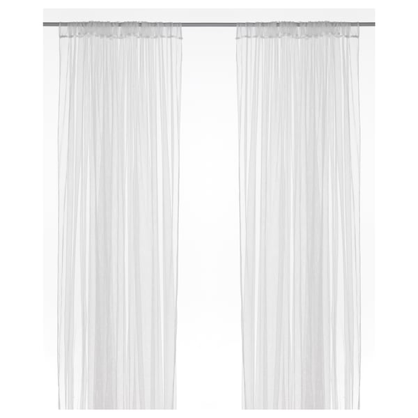 LILL Langsir net, 1 pasang, putih/dengan saku rod, 280x250 cm