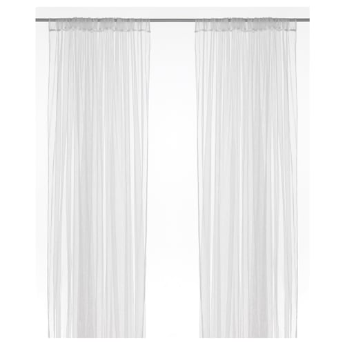 LILL Langsir net, 1 pasang, putih/dengan saku rod, 280x250 cm