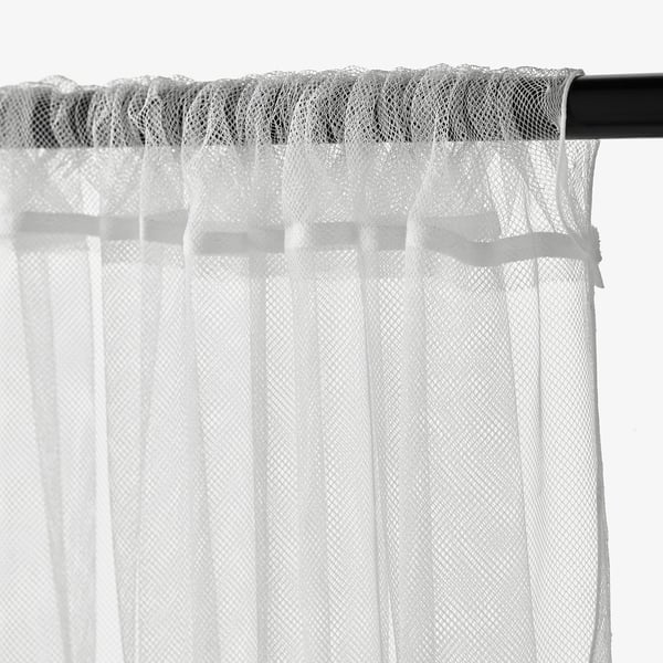 LILL Langsir net, 1 pasang, putih/dengan saku rod, 280x250 cm