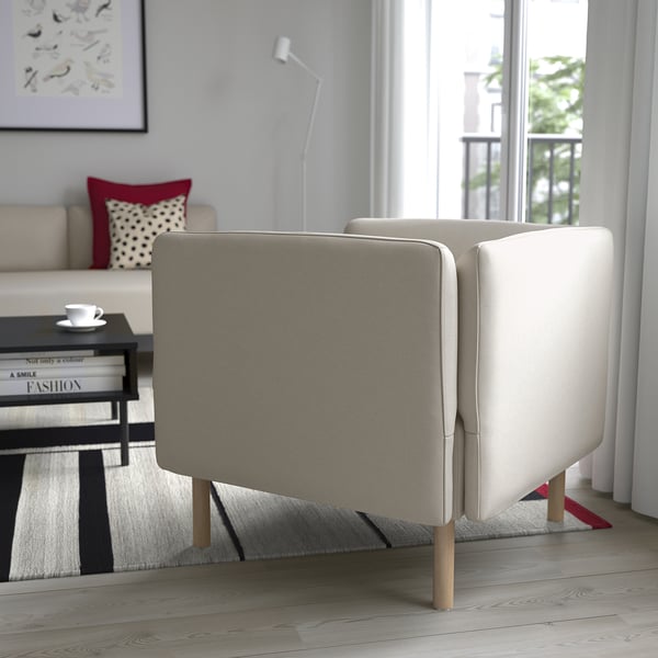 LILLEHEM Kerusi berlengan, Vissle/kuning air kayu