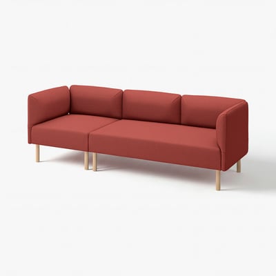 LILLEHEM Sofa 3 tempat duduk bermodular, Gunnared/coklat merah kayu