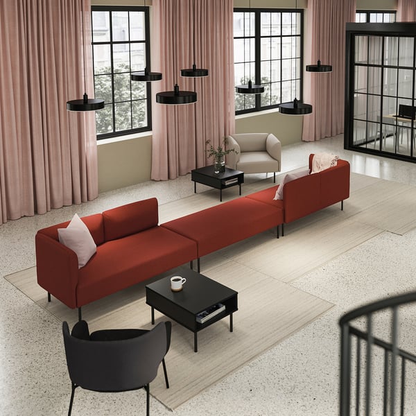LILLEHEM Sofa bermodul 6 tempat duduk, Gunnared/coklat merah logam