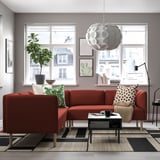 LILLEHEM Sofa penjuru modular,4 tempat duduk, Gunnared/coklat merah kayu