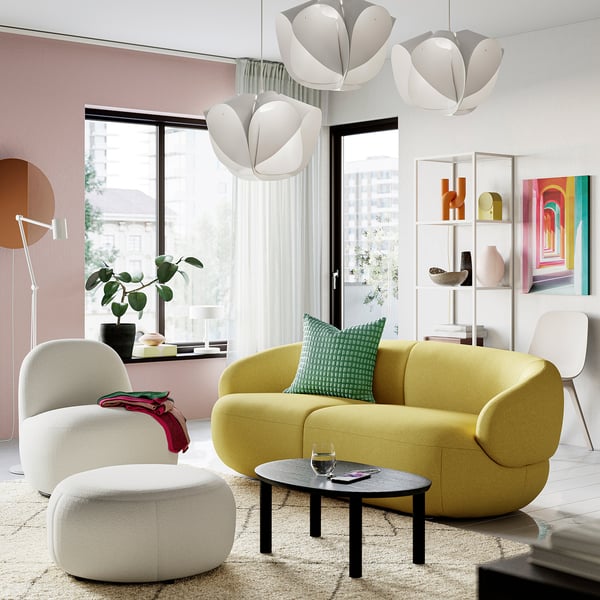 LILLESÄTER Sofa 3 tempat duduk, Gunnared hilau kuning terang