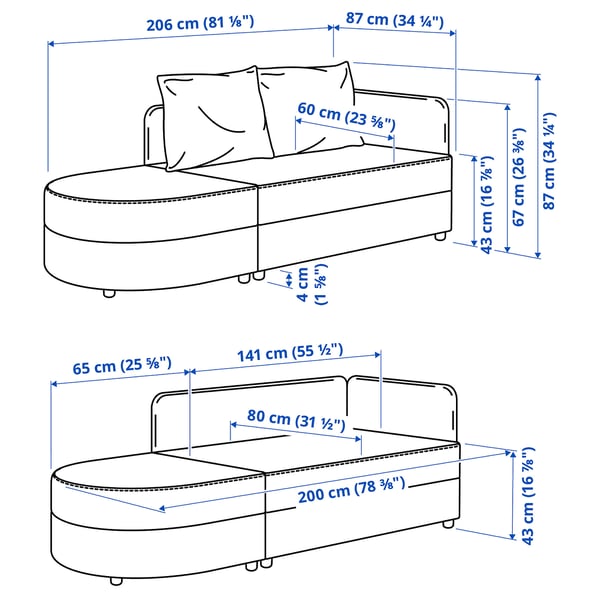 LINDÅKRA Sofa katil dua tempat duduk, Vissle kelabu gelap