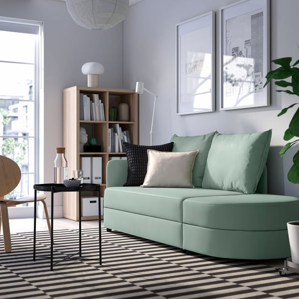 LINDÅKRA Sofa katil dua tempat duduk, Vissle kelabu hijau muda