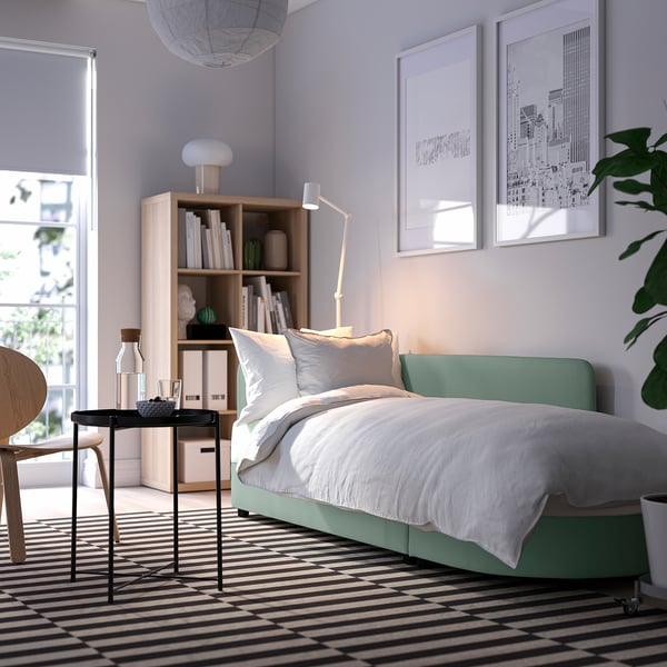 LINDÅKRA Sofa katil dua tempat duduk, Vissle kelabu hijau muda