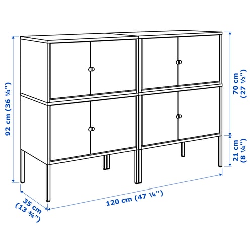 LIXHULT Kombinasi kabinet, kelabu, 120x35x92 cm
