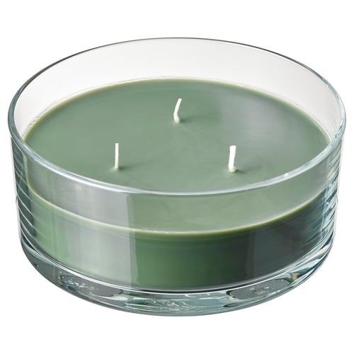 LOTSFÅGEL Lilin haruman dalam kaca, 3 sumbu, Daun tin hijau, 25 jam