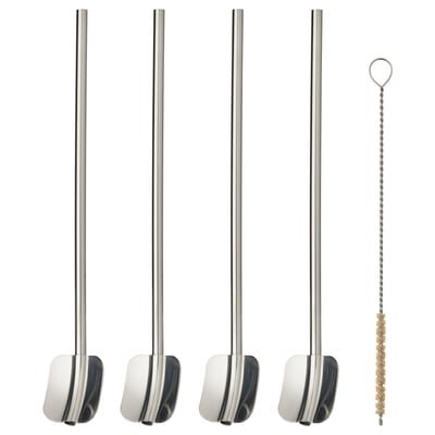 LUFTTÄT Set 5 unit straw/sudu minuman, keluli tahan karat