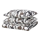 LUNDSKAFTING Sarung duvet dan 2 sarung bantal, putih/hitam/coklat, 200x200/50x80 cm