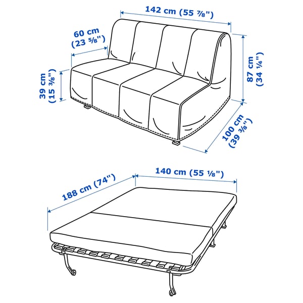 LYCKSELE MURBO Sofa katil dua tempat duduk, Ransta asli
