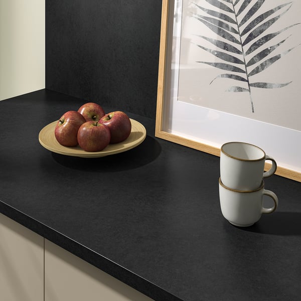 LYSEKIL Panel dinding, dua lapis hitam/kesan papan lapis, 119.6x55 cm