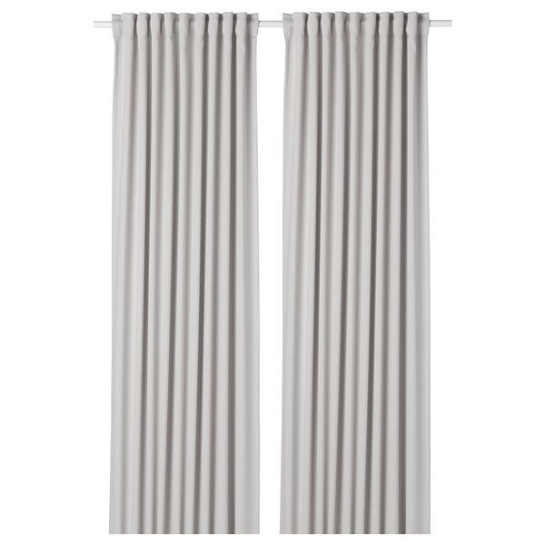 MAJGULL Langsir penggelap bilik, 1 pasang, kelabu muda/dengan pita tendas, 145x250 cm