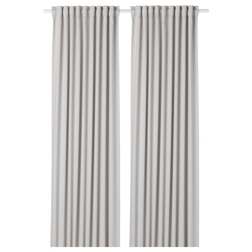 MAJGULL Langsir penggelap bilik, 1 pasang, kelabu muda/dengan pita tendas, 145x250 cm