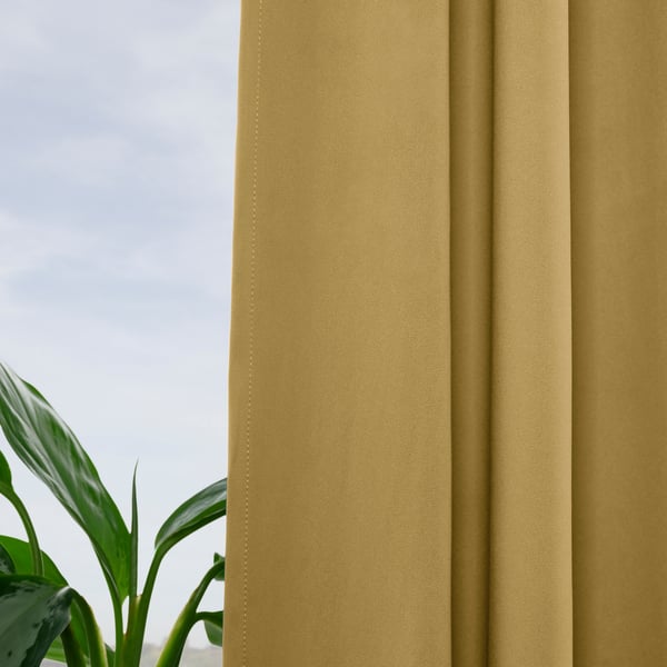 MAJGULL Langsir penggelap bilik, 1 pasang, kuning air-kuning/dengan pita tendas, 145x250 cm