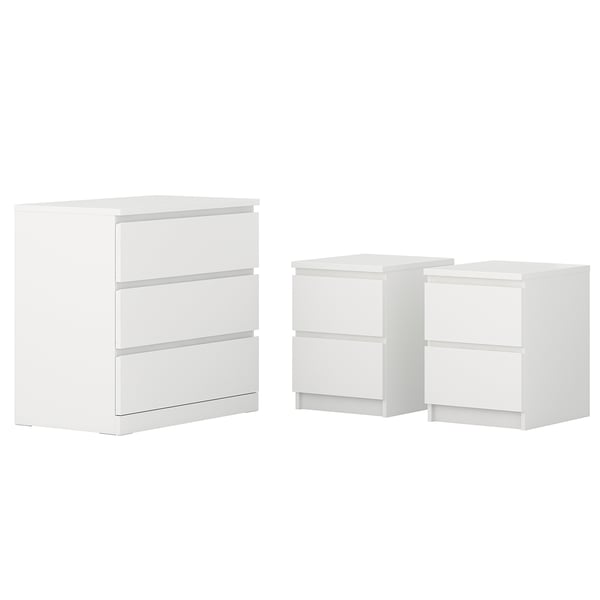 MALM Set 3 unit perabot bilik tidur, putih