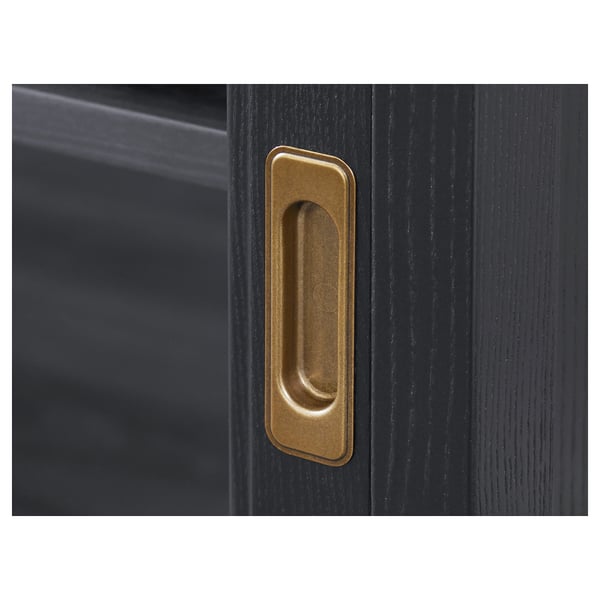 MALSJÖ Rak TV dengan pintu gelangsar, pewarna hitam, 160x48x59 cm
