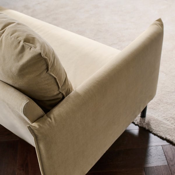 MANNARP Sofa 4 tempat duduk + chaise longue, Saxemara kelabu kuning air