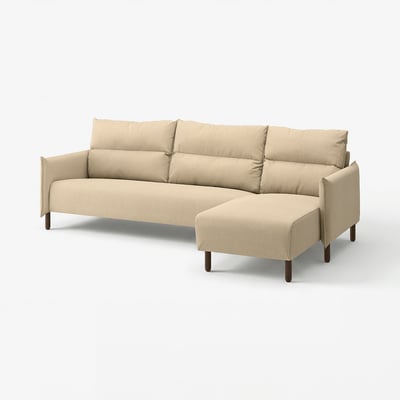 MANNARP Sofa 4 tempat duduk + chaise longue, Saxemara kelabu kuning air