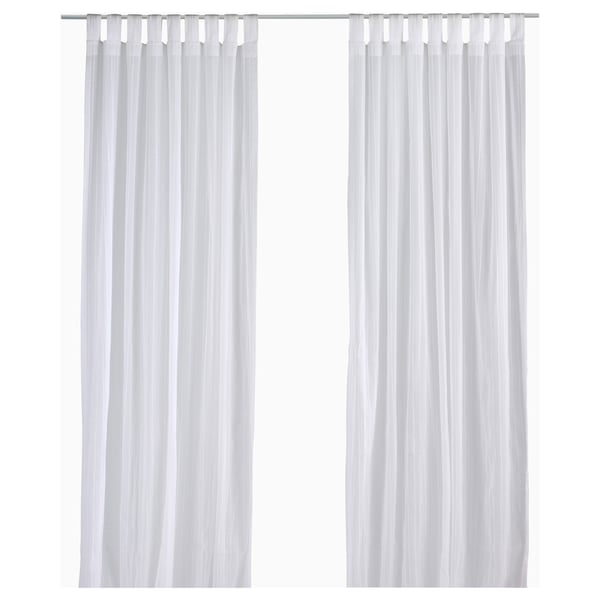 MATILDA Langsir nipis, 1 pasang, putih/dengan tab atas, 140x250 cm
