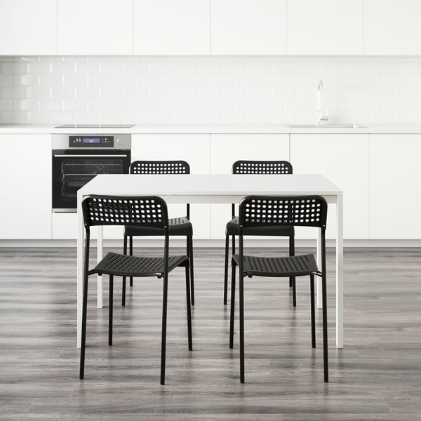 MELLTORP / ADDE Meja dan 4 kerusi - putih/hitam - IKEA